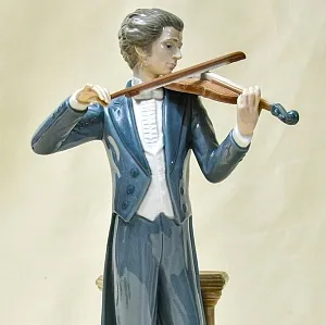 РЕДКОСТЬ! Большая Коллекционная Фарфоровая статуэтка «Музыкант - Скрипач» Lladro, Испания - 1985 год.