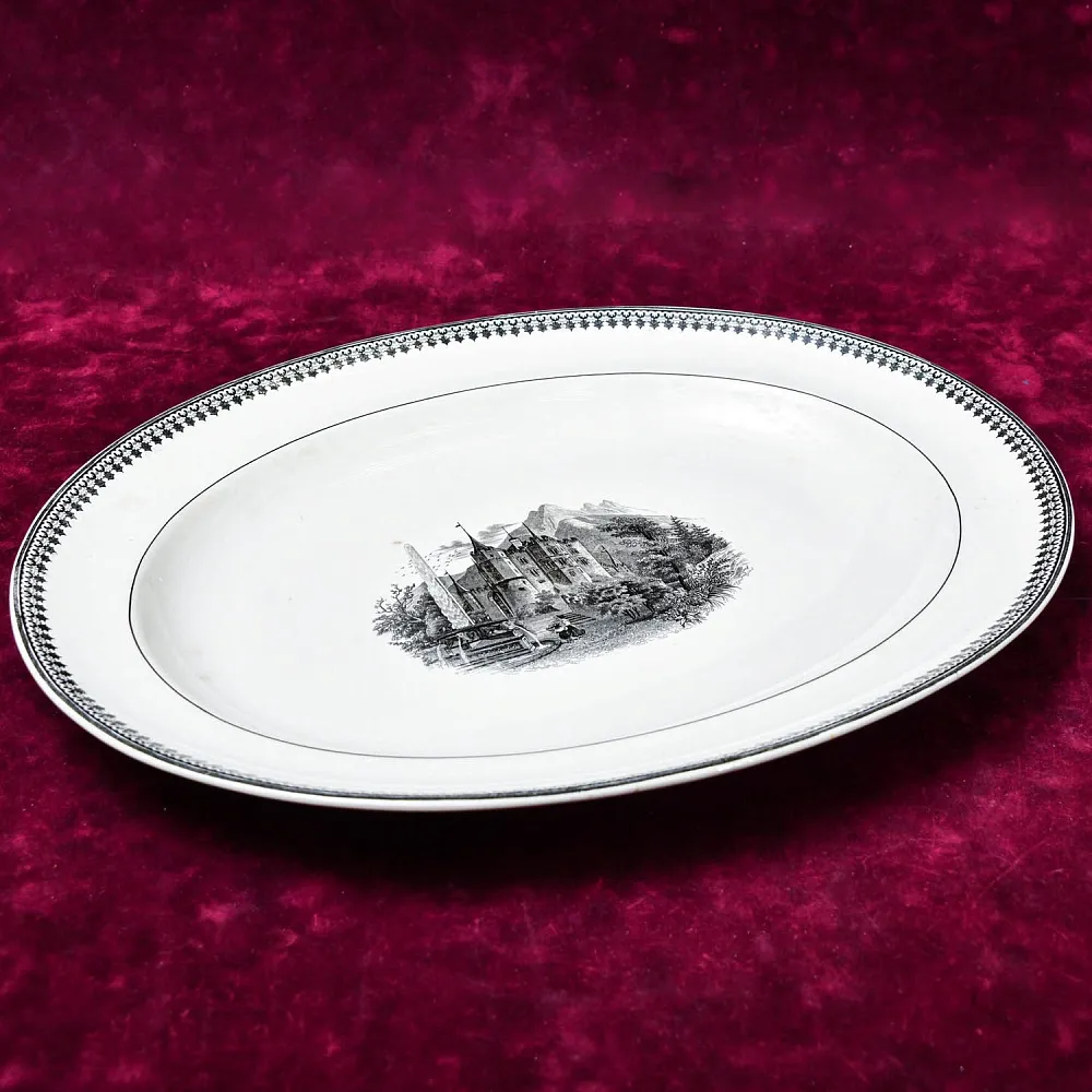 Большое Антикварное Фарфоровое Блюдо - Тарелка «Сервиз Старого аббатства», Villeroy&Boch Германия,  1890 - 1920 годы.
