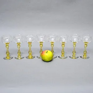 Антикварный Набор бокалов для Вина 8 шт. «MICADO VIGNE», Saint Louis. Франция, начало ХХ века. 