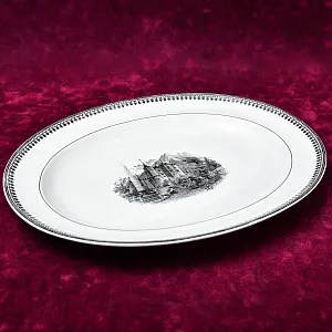 Большое Антикварное Фарфоровое Блюдо - Тарелка «Сервиз Старого аббатства», Villeroy&Boch Германия,  1890 - 1920 годы.