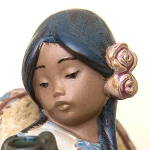 Коллекционная Фарфоровая статуэтка «Девочка в сомбреро» серия Грес Lladro, Испания - 1984 год.