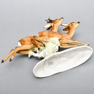 Коллекционная Фарфоровая статуэтка «Охота. Бегущие косули», Hutschenreuther Германия.