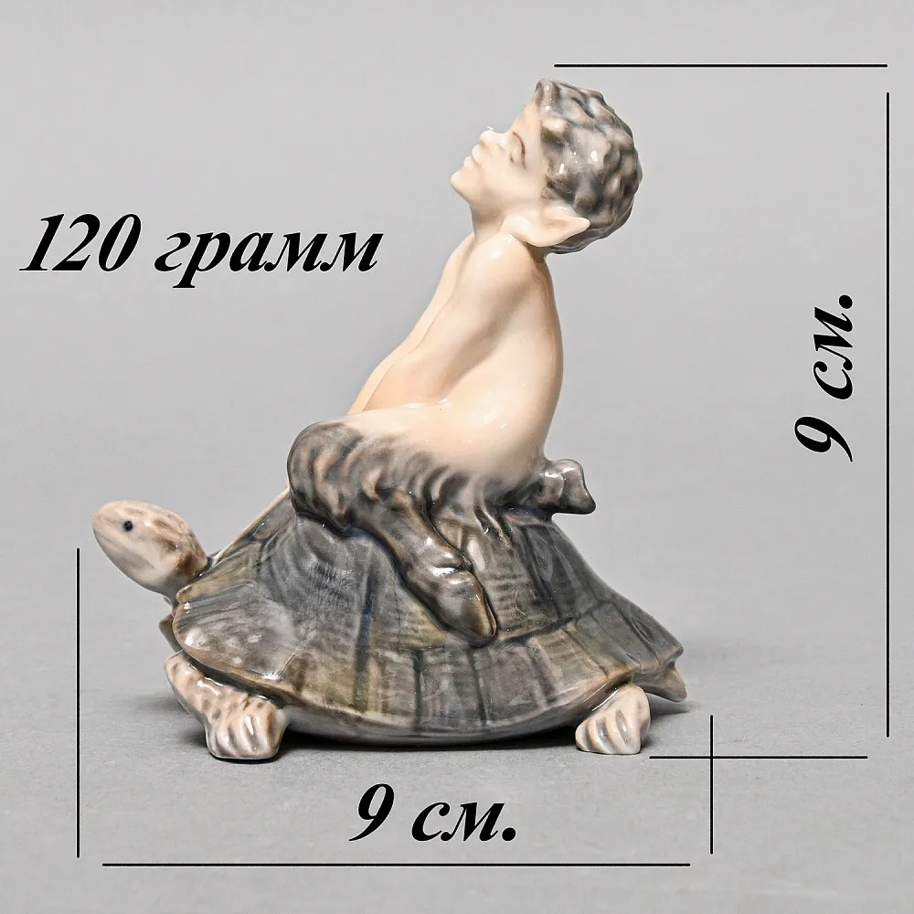 Коллекционная Фарфоровая статуэтка «Фавн на черепахе», Royal Copenhagen Дания - 1963 год. 