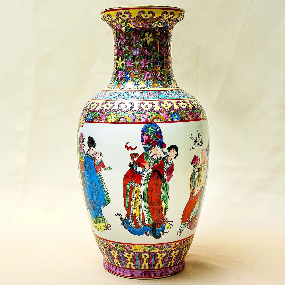 Винтажная Фарфоровая Ваза «КИТАЙСКИЕ МУДРЕЦЫ», Н -36см, Старый Китай -70-е годы ХХ века.