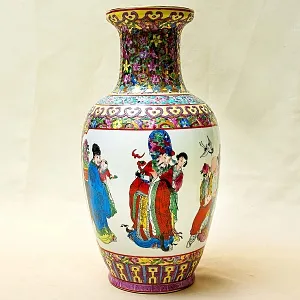 Винтажная Фарфоровая Ваза «КИТАЙСКИЕ МУДРЕЦЫ», Н -36см, Старый Китай -70-е годы ХХ века.