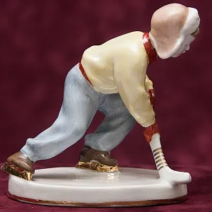 Редкость! Коллекционная Фарфоровая статуэтка «Юный хоккеист», ЛЗФИ СССР, 1956 - 1967 годы. 