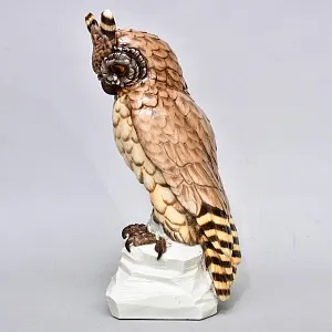 Редкость! Большая Фарфоровая статуэтка «Птица. Филин», Nymphenburg  Германия, 1949 - 1975 годы.