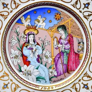 Коллекционная Фарфоровая тарелка из серии РОЖДЕСТВО - «Cвятая ночь», Hutschenreuther Германия - 1984 год.