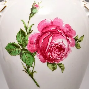 Ваза с ручками в виде позолоченных Лебедей «РОЗА», Фарфор KAISER Германия, 1958 - 1960 годы.