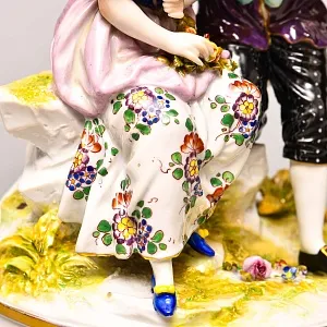 Большие Парные Фарфоровые статуэтки «Влюбленные», Ludwigsburg Германия, середина ХХ века. 