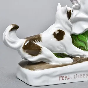 Редкая! Фарфоровая статуэтка «Мальчик с виноградом и собака», ROSENTHAL Германия, первая половина ХХ века. 