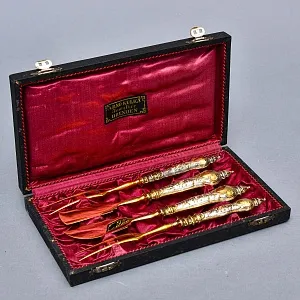 Антикварный Набор для Подачи и Сервировки Закусок, 4 предмета, Дрезден Германия 1922-1925 гг.