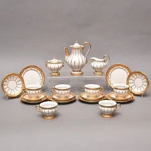 Редкость! Фарфоровый Кофейный сервиз на 6 персон - 21 предмет, Х форма MEISSEN, Германия.