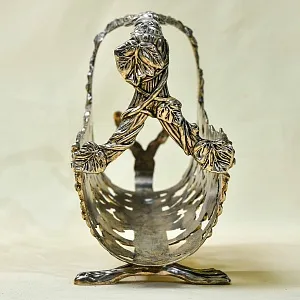 Антикварная Металлическая Подставка «Виноградная Лоза» для винной бутылки, Франция.