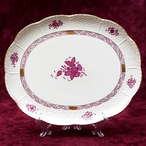 Большое Сервировачное Фарфоровое Блюдо «APPONYI PURPUR», HEREND, Венгрия.