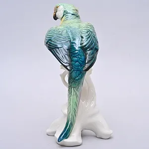 Птица - Фарфоровая статуэтка «Зелёный Попугай», Карл Энс / Karl Ens Германия, 50-е гг.