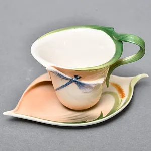 Авторский Фарфоровый Чайный сервиз «Бабочки и стрекозы» на 4 персоны, Franz Collection Тайвань.