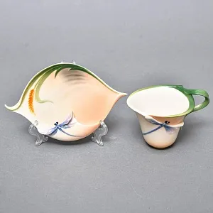 Авторский Фарфоровый Чайный сервиз «Бабочки и стрекозы» на 4 персоны, Franz Collection Тайвань.