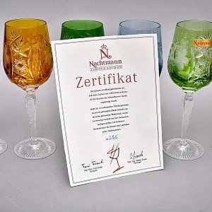 Редкость! Шесть Бокалов для вина из Цветного Хрусталя «ВИНОГРАД», NACHTMANN Германия конец ХХ века.