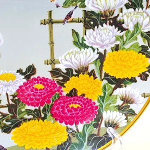 Коллекционная Тарелка - Блюдо «Ноябрь» - «Щеглы и Астры» Фарфор, Franklin Mint Япония, 1979 год.