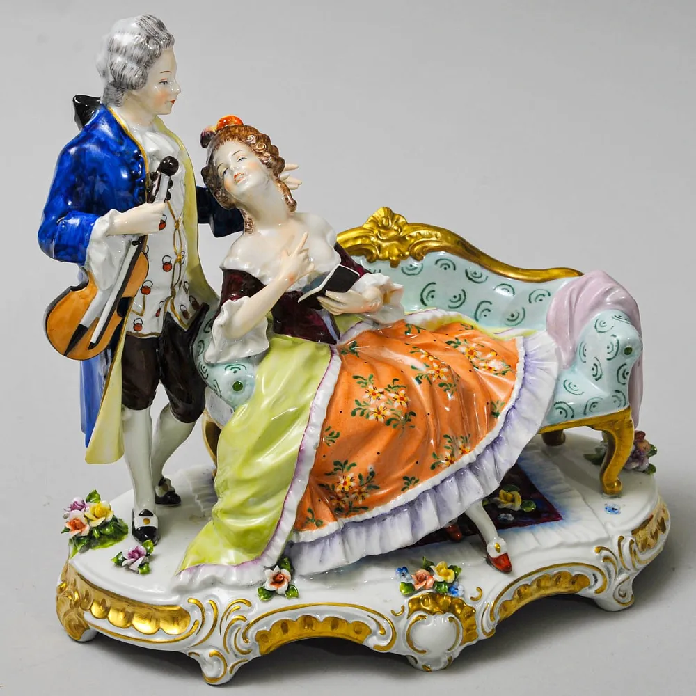 Коллекционная Фарфоровая Статуэтка «Музыкальный Дуэт», Unterweissbach 1958 - 1976 годы.