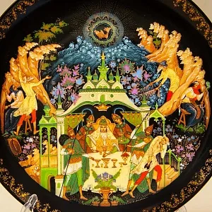 Коллекционная Тарелка «СКАЗКА О РЫБАКЕ И РЫБКЕ» Фарфор - ЛФЗ, СССР -1989 год.