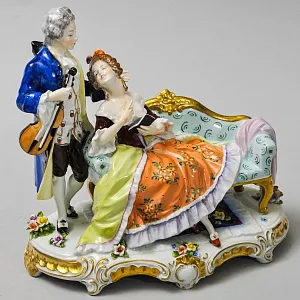 Коллекционная Фарфоровая Статуэтка «Музыкальный Дуэт», Unterweissbach 1958 - 1976 годы.