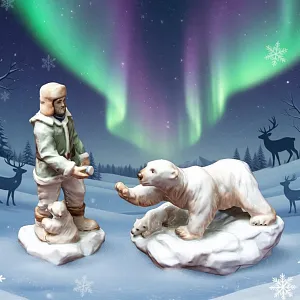 «Полярники» - Авторская Коллекционная Парная Фарфоровая Статуэтка, Дулёво Россия.