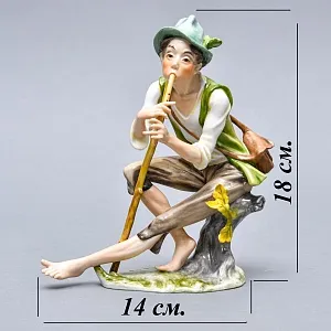 Редкая! Коллекционная Фарфоровая статуэтка «Пастушок с дудочкой» KAISER Porzellan Германия -1967 год.