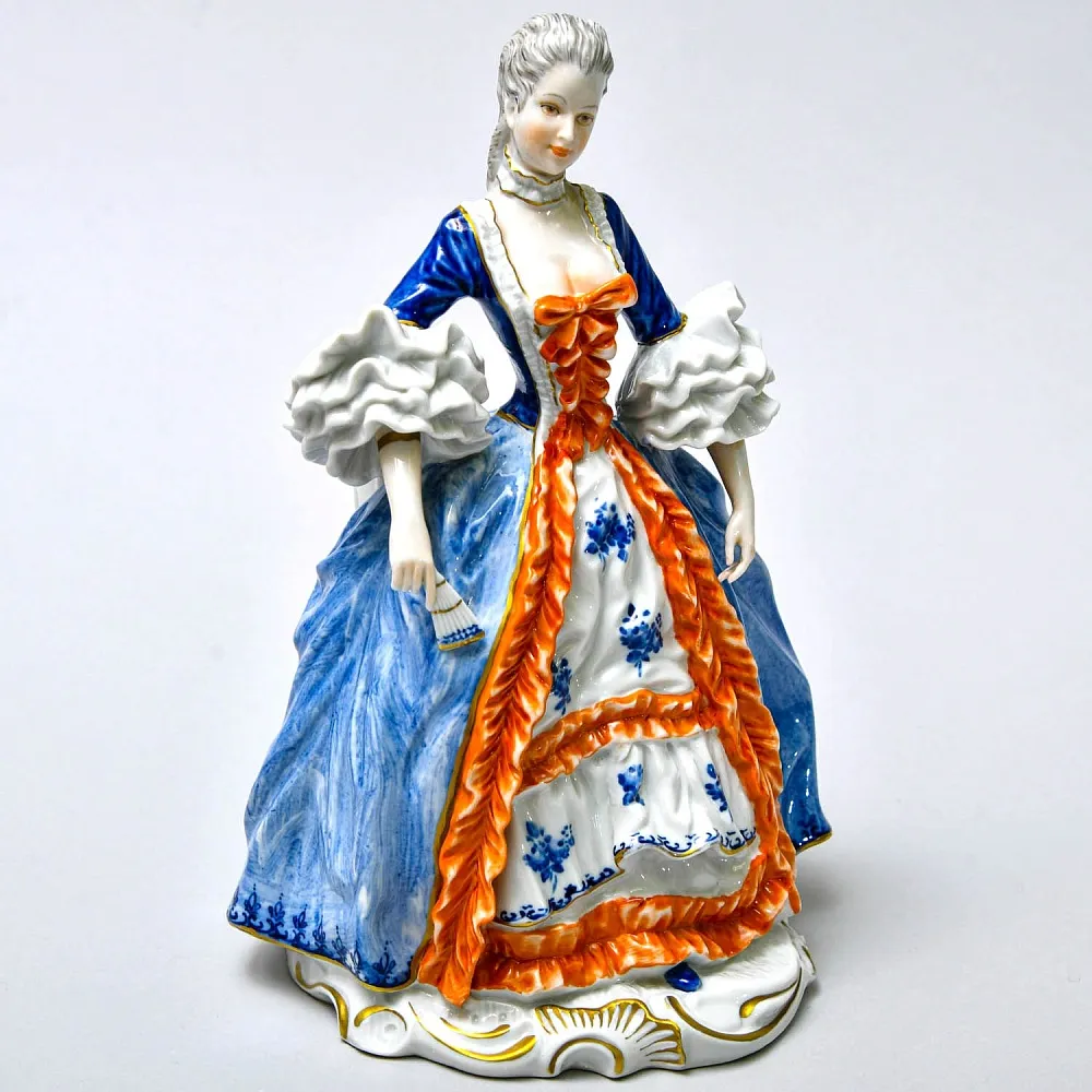 Редкость!!! Коллекционная Фарфоровая Статуэтка «Девушка в голубом платье», Unterweissbach Германия - 1958 год.