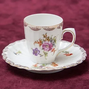 Антикварная Кофейная пара «БУКЕТ», Wurttemberg Германия, 1904 - 1934 годы.