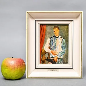 Картина - Портрет - Миниатюра «АРЛЕКИН», Металл, Эмаль Италия, вторая половина ХХ века.