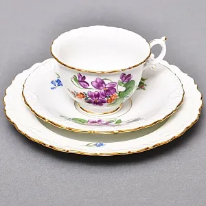 Чайный набор «Мейсенский букет» на 6 персон, Фарфор MEISSEN Германия, 1924 - 1934 годы. 