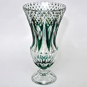 Редкость! Ваза на ноге Зелёного Цвета, Хрусталь VAL SAINT LAMBERT Бельгия 50гг.