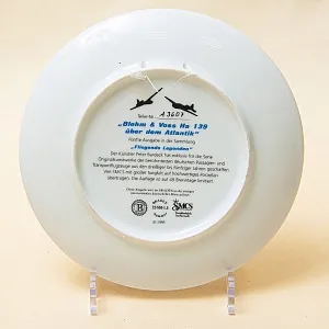 Коллекционная Тарелка «Самолёт - Блом унд Фосс Ha 139 над Атлантикой» Фарфор, Германия -1995 год.