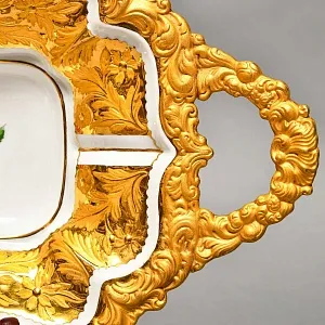 Фарфоровая Сухарница с ручками - Блюдо «Роза Мейсена», MEISSEN Германия, 1924 - 1934 годы.