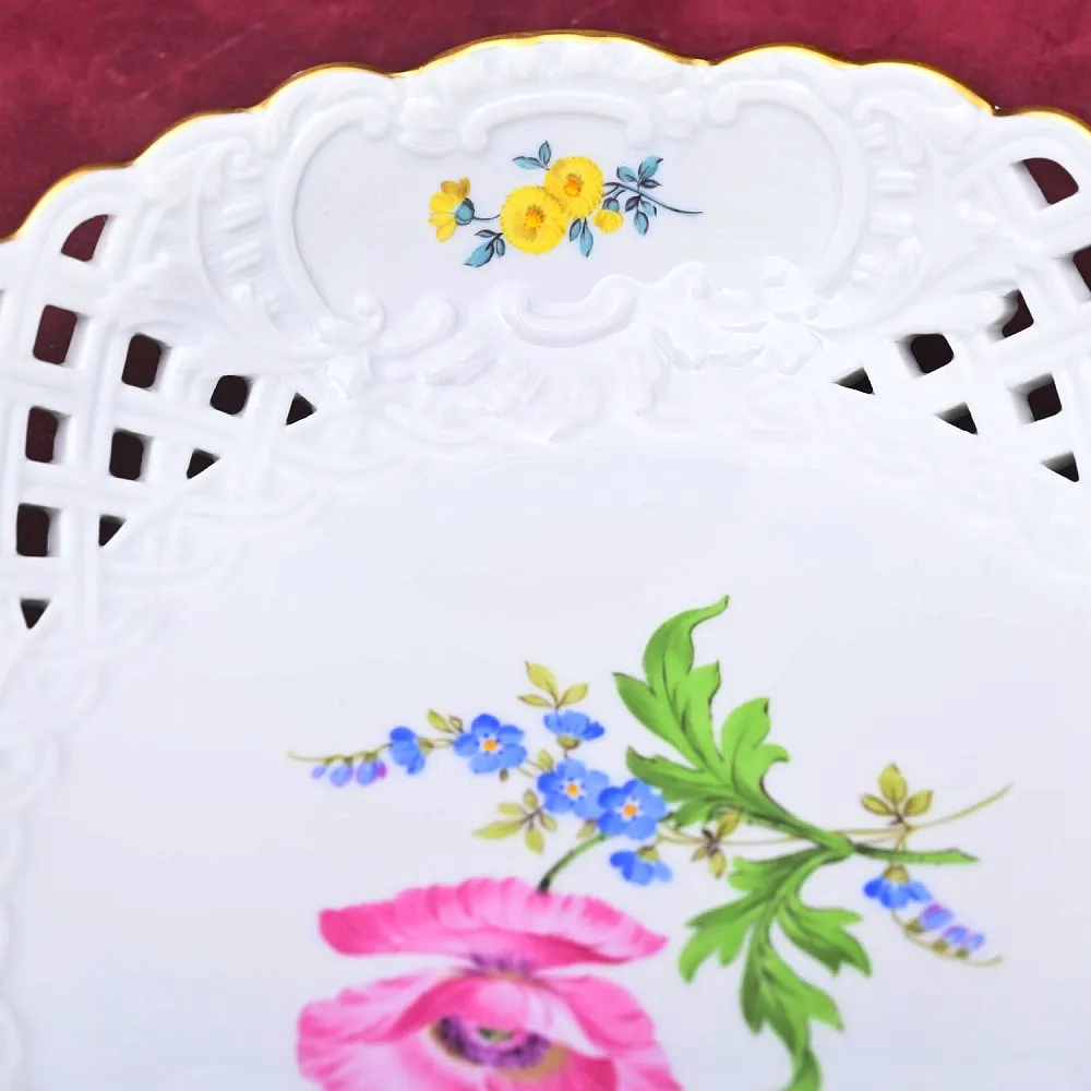 Сервировочная Тарелка - Блюдо - Сухарница «МАК», Фарфор MEISSEN Германия.