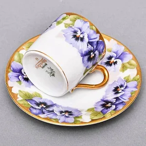 Антикварная Кофейная пара «Фиалки» из коллекции «Viktoria Luise», Rosenthal Германия, 1891 - 1906 годы.