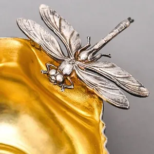 Винтажная Металлическая сахарница с щипчиками «СТРЕКОЗЫ», Англия - середина ХХ века. 