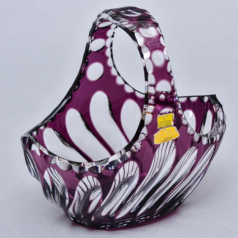 Ваза - Конфетница «Аметистовая Корзинка» Хрусталь, BEYER Германия 60-е годы ХХ века.