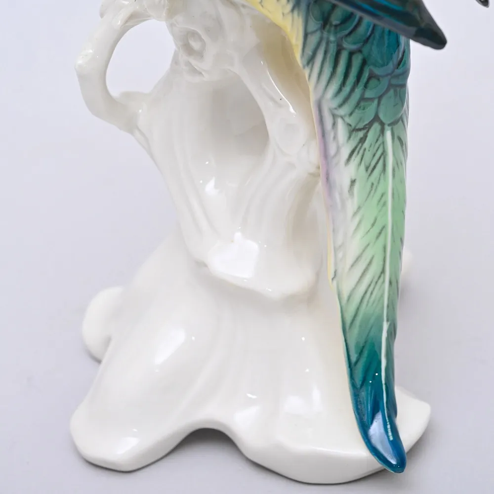 Птица - Фарфоровая статуэтка «Зелёный Попугай», Карл Энс / Karl Ens Германия, 50-е гг.