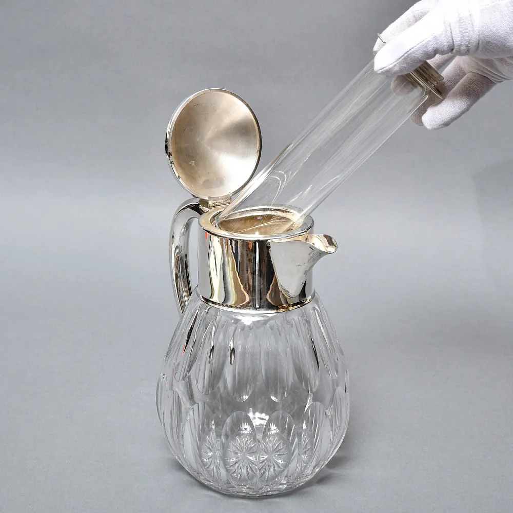 Винтажный Хрустальный  Графин - Кувшин на 3 литра с Колбой для льда, Silverplated Германия. 