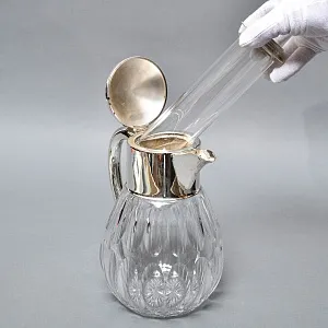 Винтажный Хрустальный  Графин - Кувшин на 3 литра с Колбой для льда, Silverplated Германия. 
