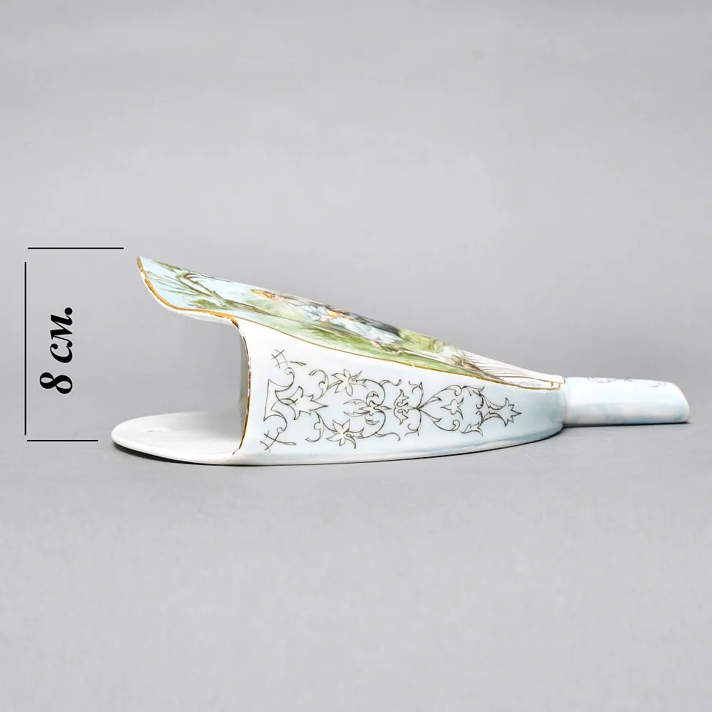 Антикварное Фарфоровое Настенное Кашпо - Ваза «Веер», роспись, Limoges Франция -1891 год.