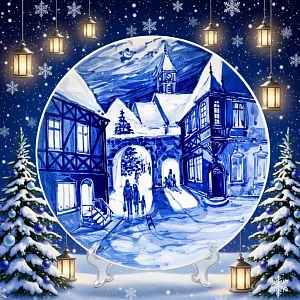 Коллекционная Настенная Тарелка - Блюдо «Рождественский пейзаж»,Фарфор MEISSEN Германия - 1975 год. 