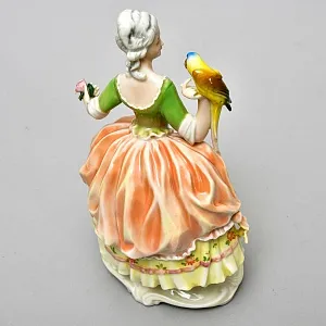 Редкость!!! Фарфоровая Статуэтка «Дама с попугаем», Karl Ens Германия, 30-е гг.
