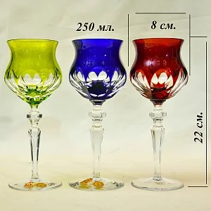 «МЭРИЛИН» - Шесть Бокалов из Цветного Хрусталя, NACHTMANN Германия, 60 -е годы ХХ века.