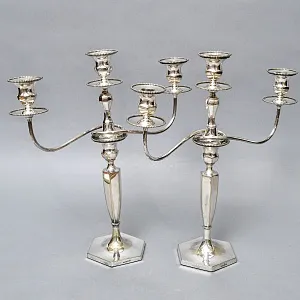 Пара Больших Антикварных Канделябров Подсвечников Silverplated, SHEFFIELD Англия начало ХХ век.