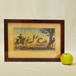 Старинная Картина - Цветная Литография «Скачки», Carle Vernet Франция.