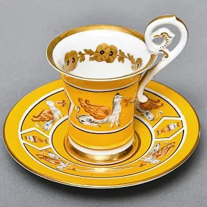 Антикварная Кофейная пара «Гриффоны», Фарфор Dressel & Kister Passau Германия, 1900 - 1922 годы. 
